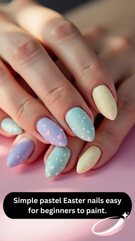 Simple pastel Easter nails easy for beginners to paint.