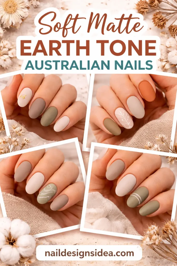 Soft Matte Earth Tone Australian Nails