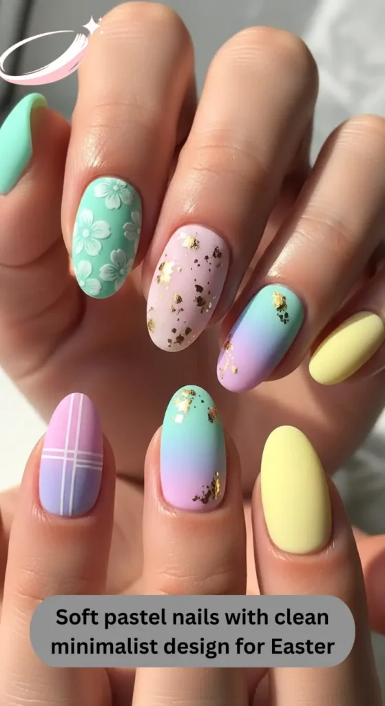 Soft pastel nails with clean minimalist design for Easter