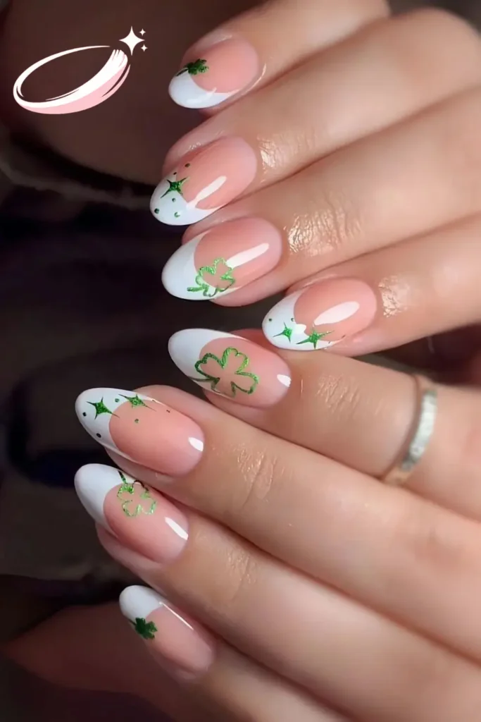 Sparkly St. Patrick’s Day nails with full glitter green statement design