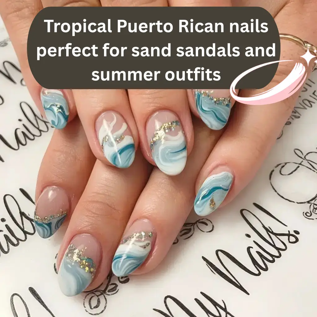 Tropical Puerto Rican nails perfect for sand sandals and summer outfits