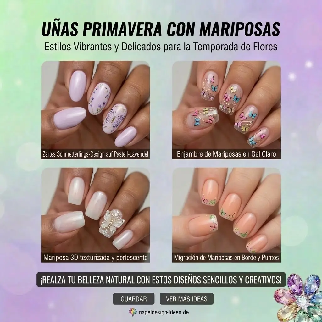 Uñas Primavera con Mariposas