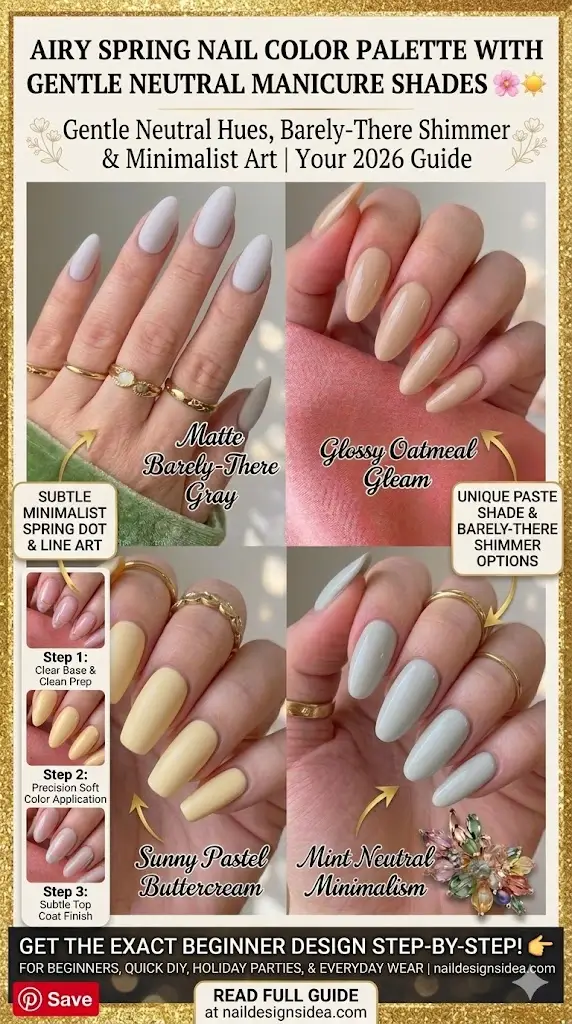 airy spring nail color palette with gentle neutral manicure shades