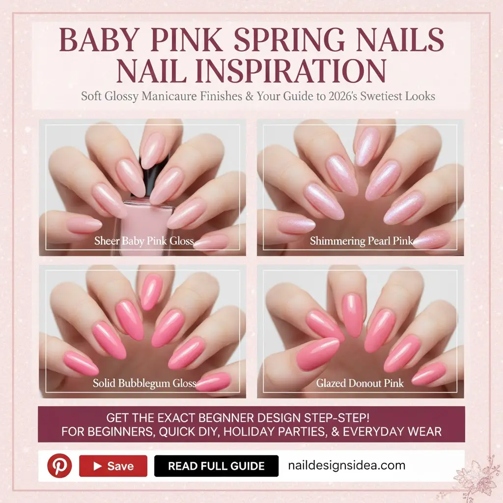baby pink spring nails with soft glossy manicure finish