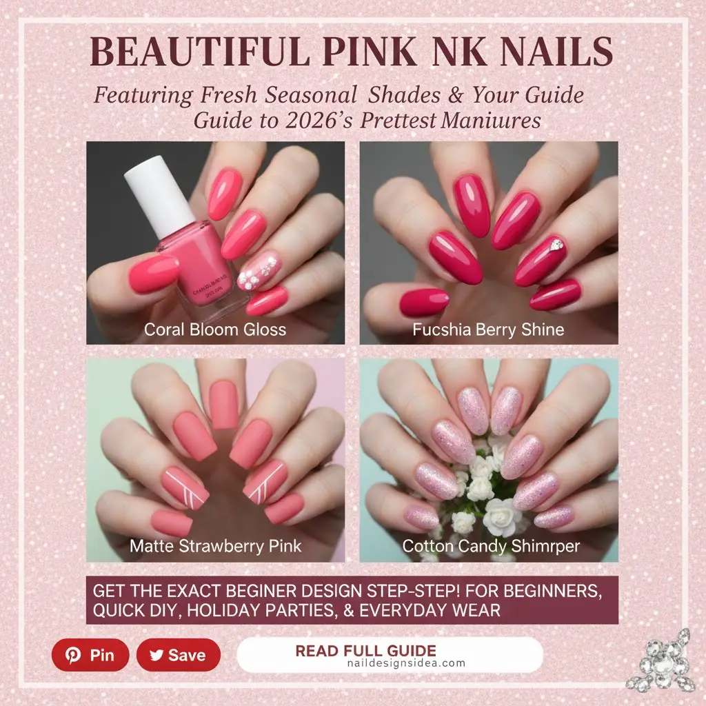 beautiful pink spring nails with fresh seasonal shades