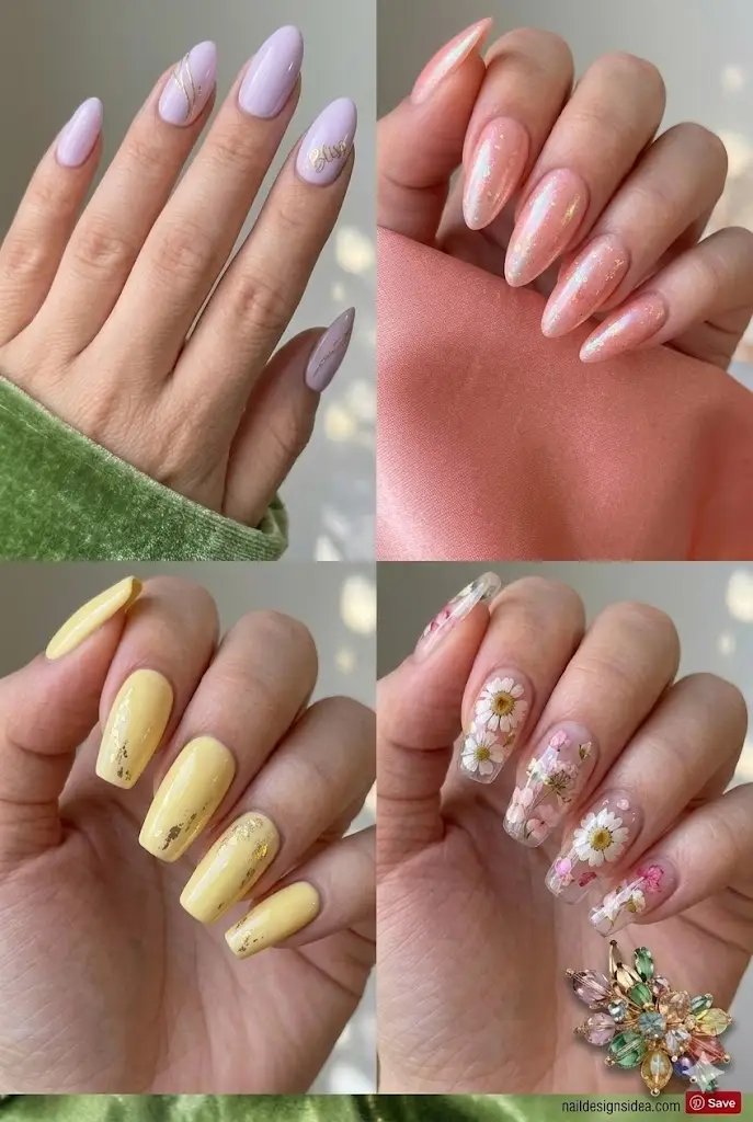 best spring manicure colors in light and elegant nail tones