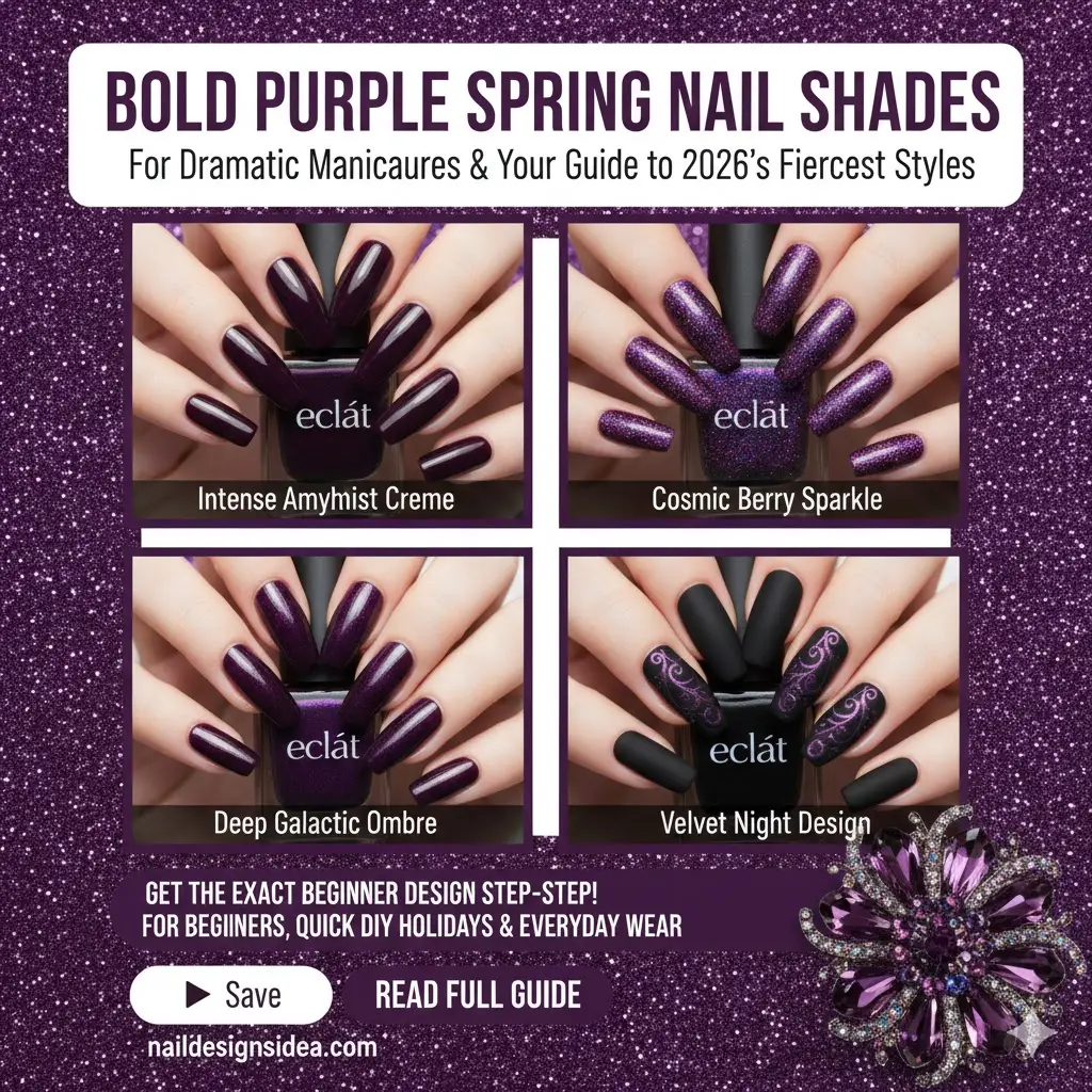 bold purple nail polish shade for dramatic spring manicure