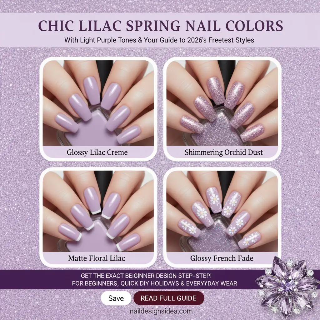 chic lilac spring nail color with light purple tone