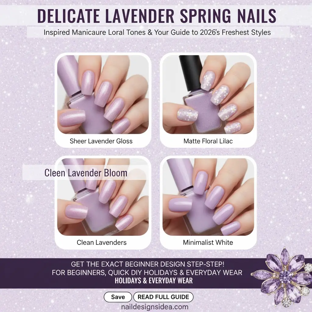 delicate lavender nail color with clean spring manicure look