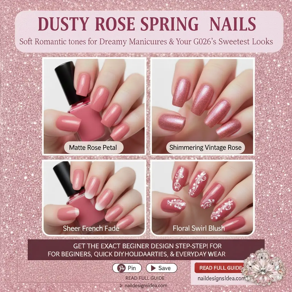 dusty rose nails with soft romantic spring manicure tone