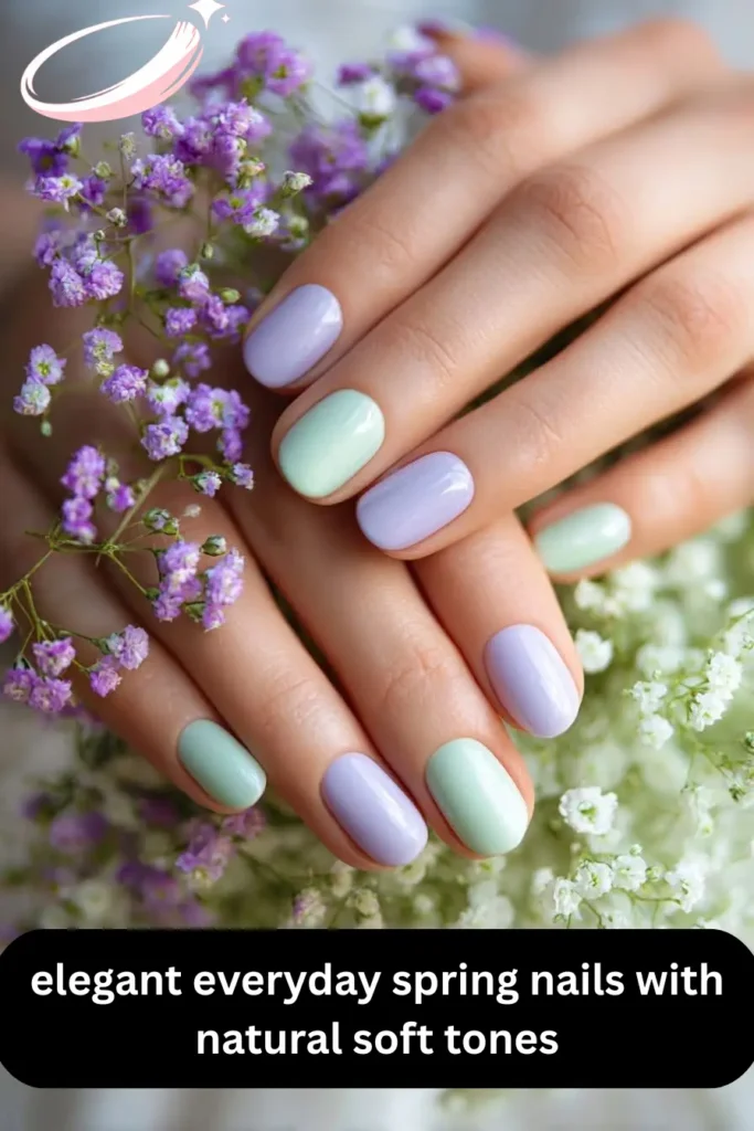 elegant everyday spring nails with natural soft tones