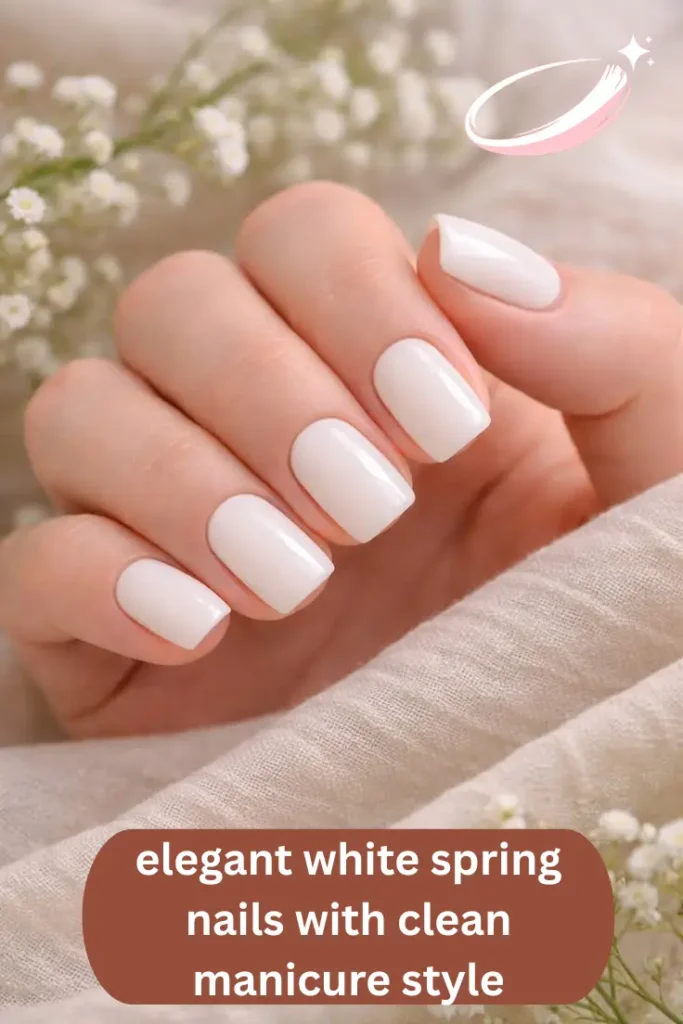 elegant white spring nails with clean manicure style