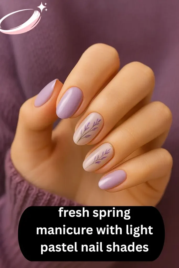 fresh spring manicure with light pastel nail shades