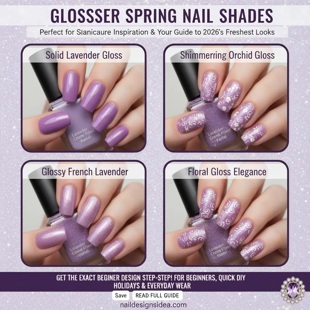 glossy lavender nail polish shade perfect for spring manicure
