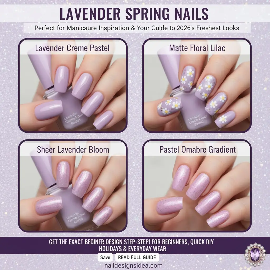 lavender spring nails with soft pastel manicure style