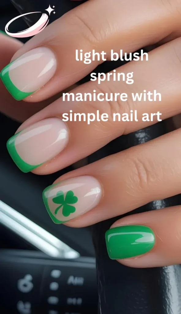 light blush spring manicure with simple nail art