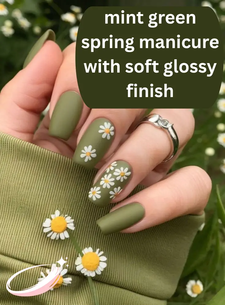 mint green spring manicure with soft glossy finish