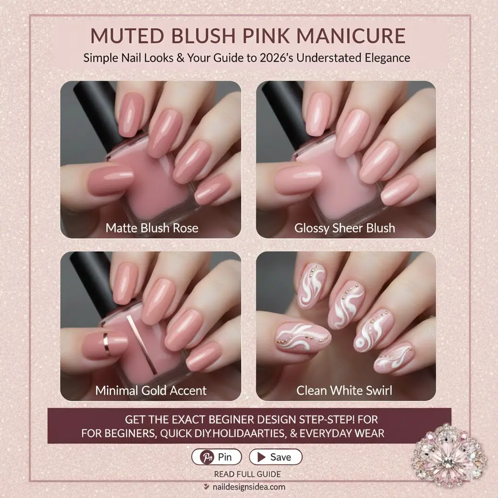 muted blush pink manicure styled in simple nail look