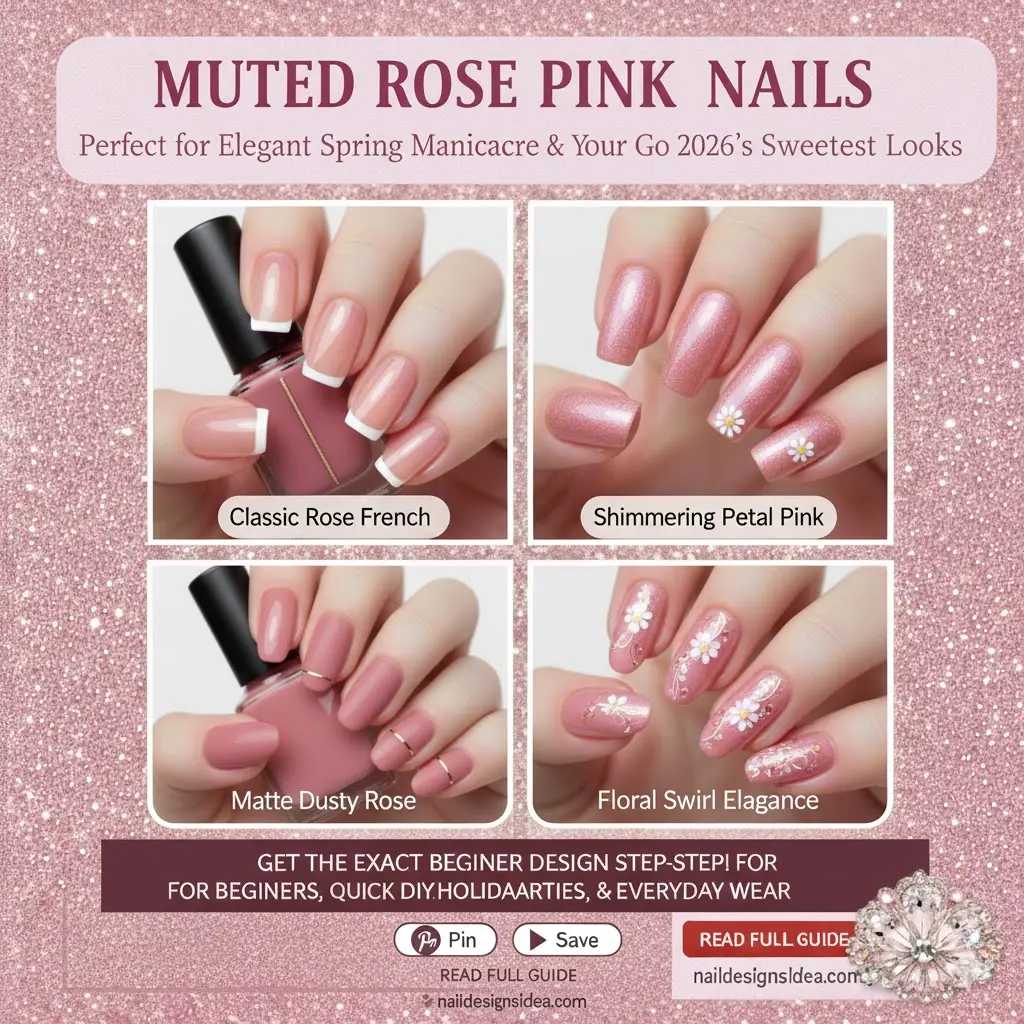muted rose pink nail color perfect for elegant spring manicure