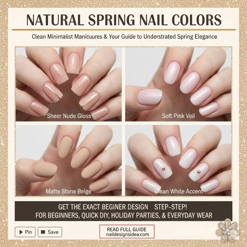 natural spring nail colors with clean minimalist manicure look