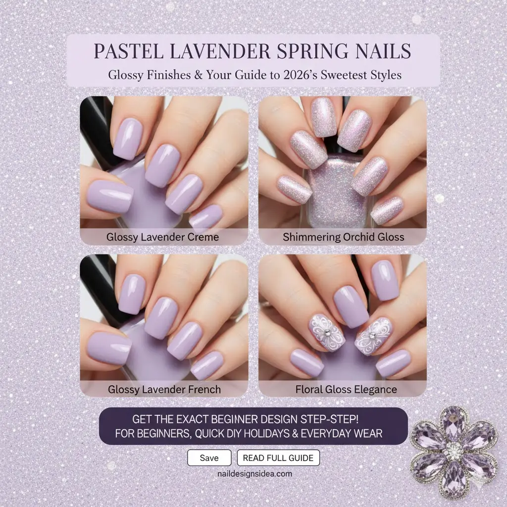 pastel lavender spring nail inspiration with glossy finish