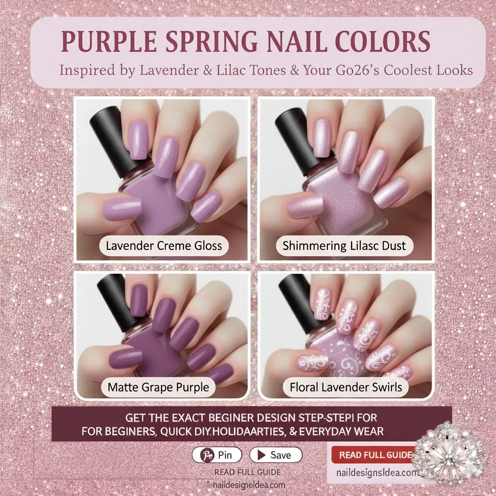 purple spring nail colors inspired by lavender and lilac tones