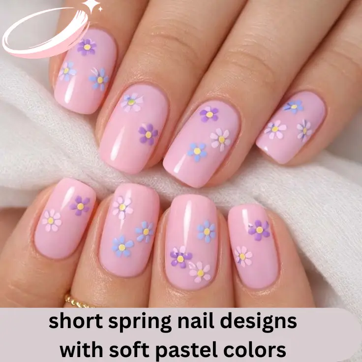 short spring nail designs with soft pastel colors