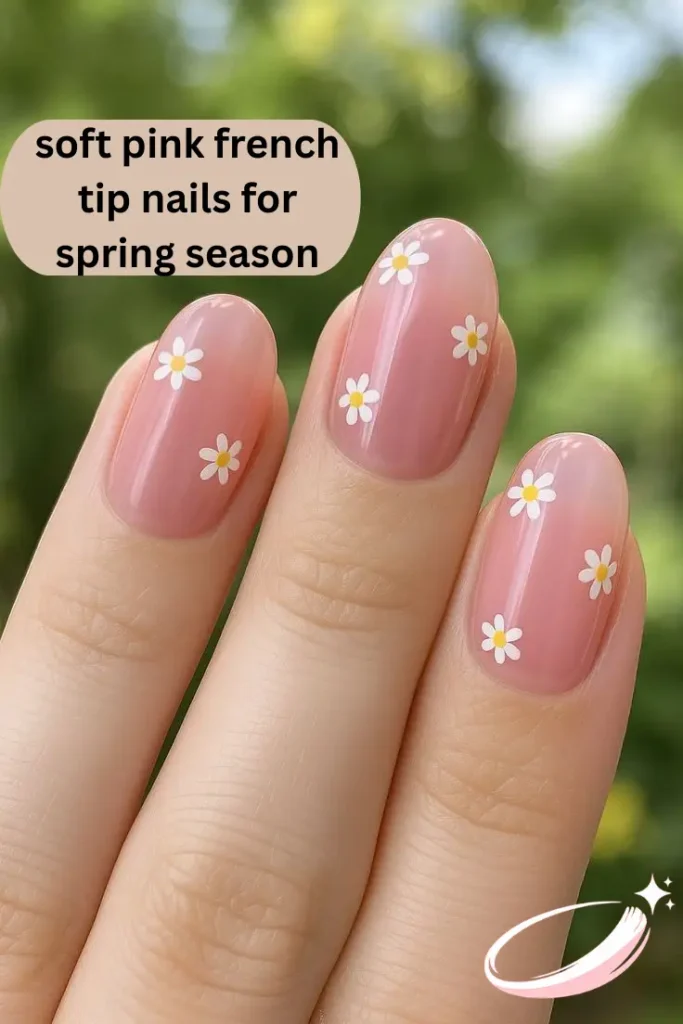 soft pink french tip nails for spring season