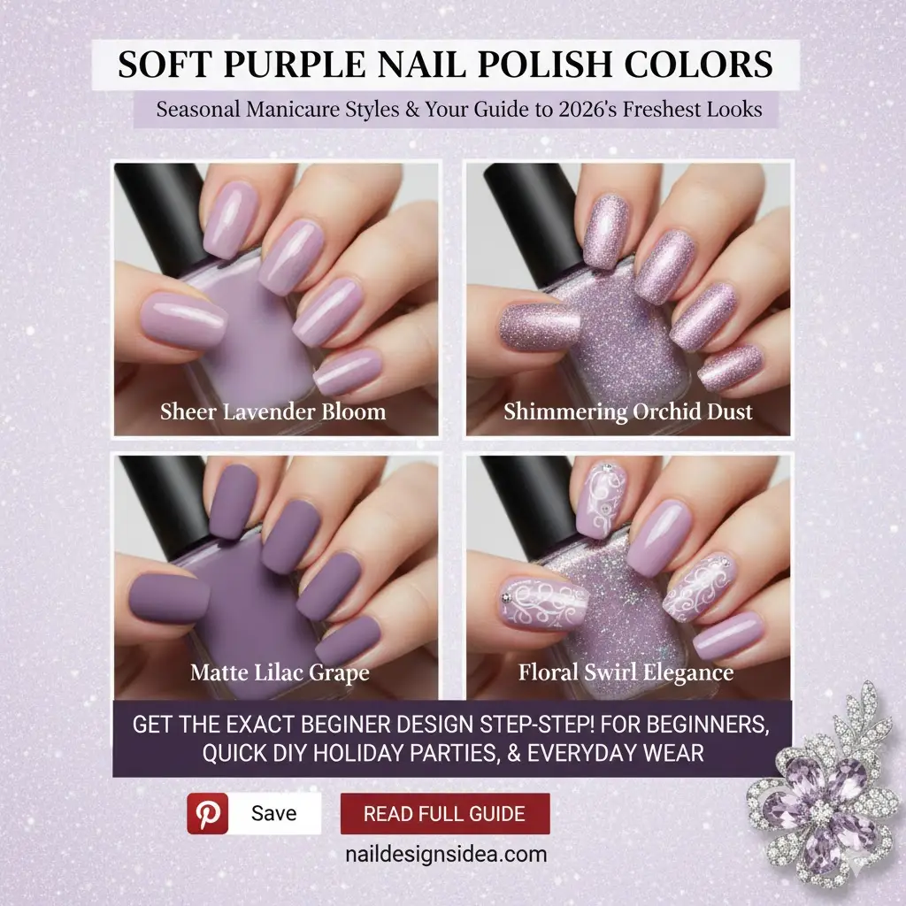 soft purple nail polish colors styled in seasonal manicure look