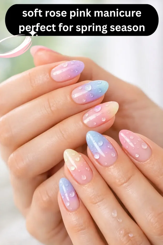 soft rose pink manicure perfect for spring season