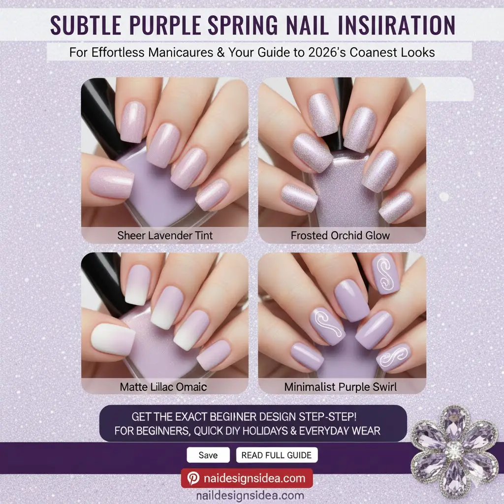 subtle purple manicure inspiration for spring nail colors