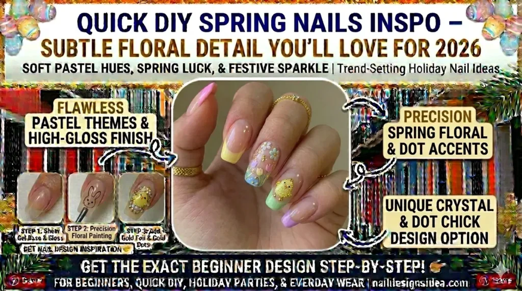 trendy spring nails with small floral accent design