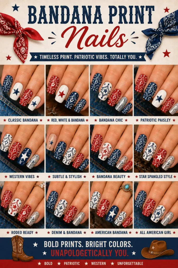 ⭐ Bandana Print Nails
