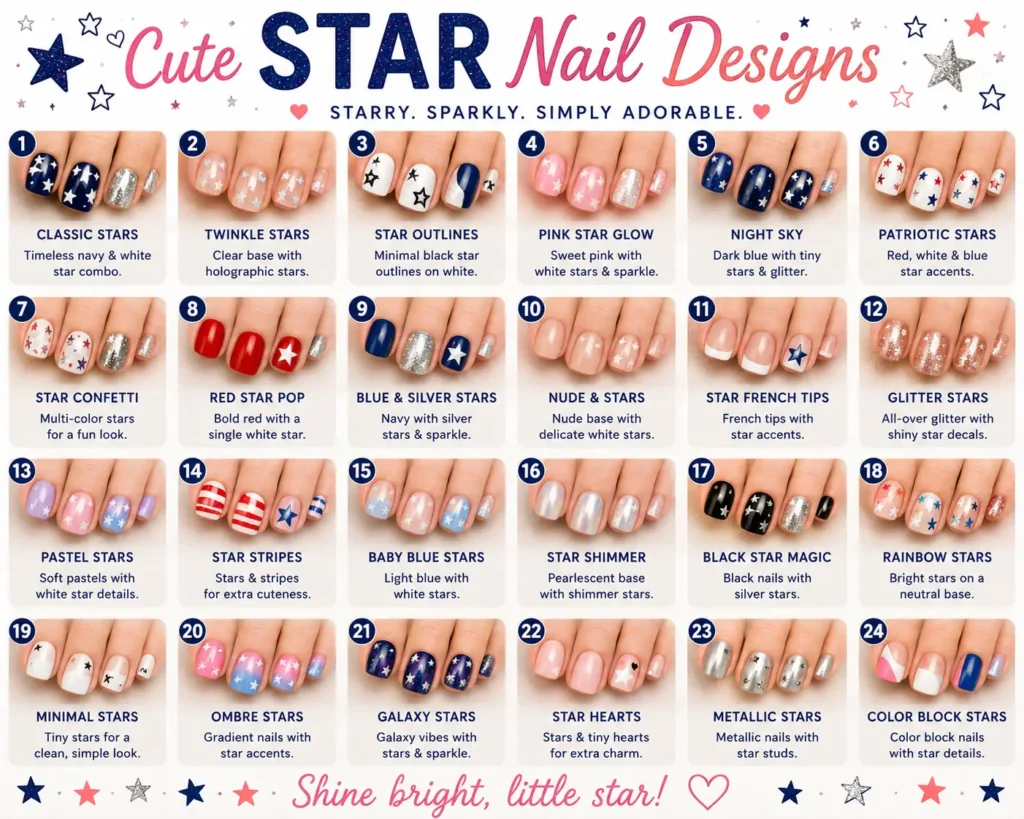 ⭐ Cute Star Nail Designs