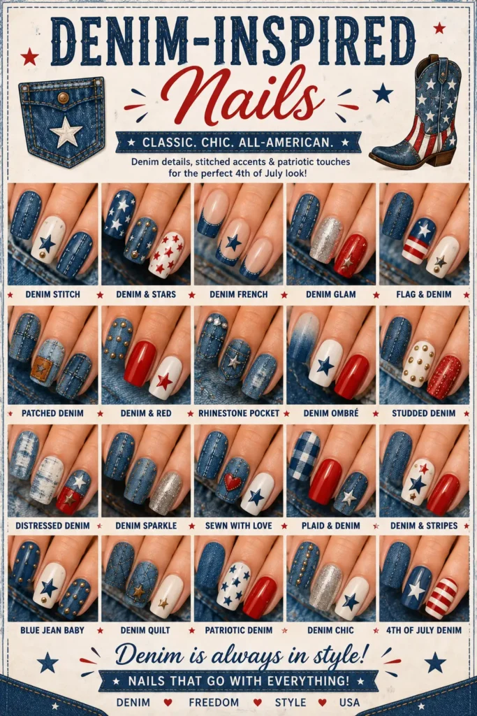 ⭐ Denim-Inspired Nails
