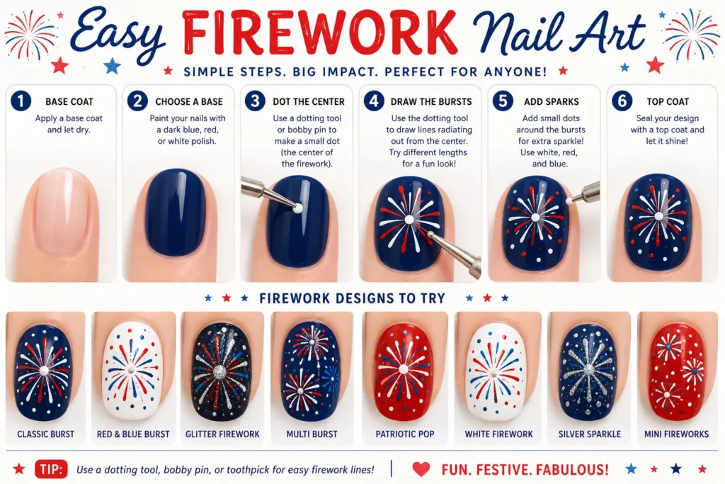 ⭐ Easy Firework Nail Art