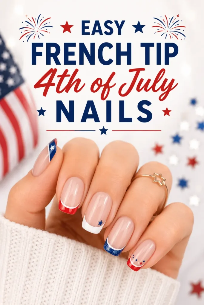 ⭐ Easy French Tip 4th of July Nails
