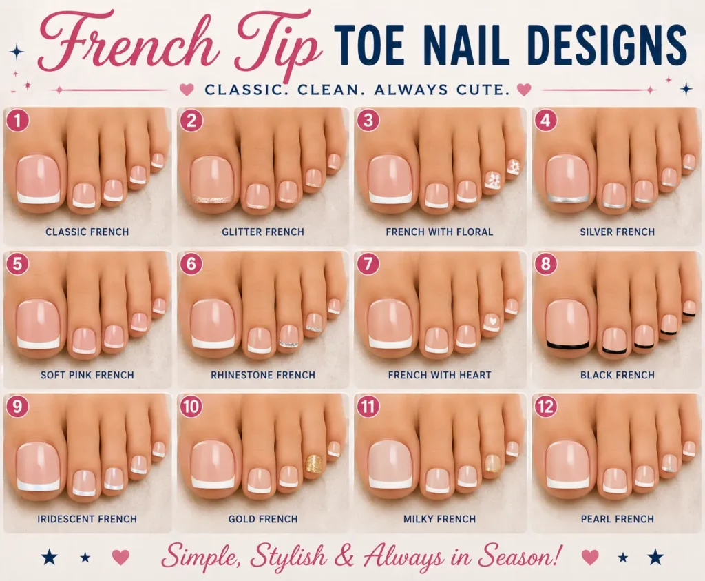 ⭐ French Tip Toe Nails