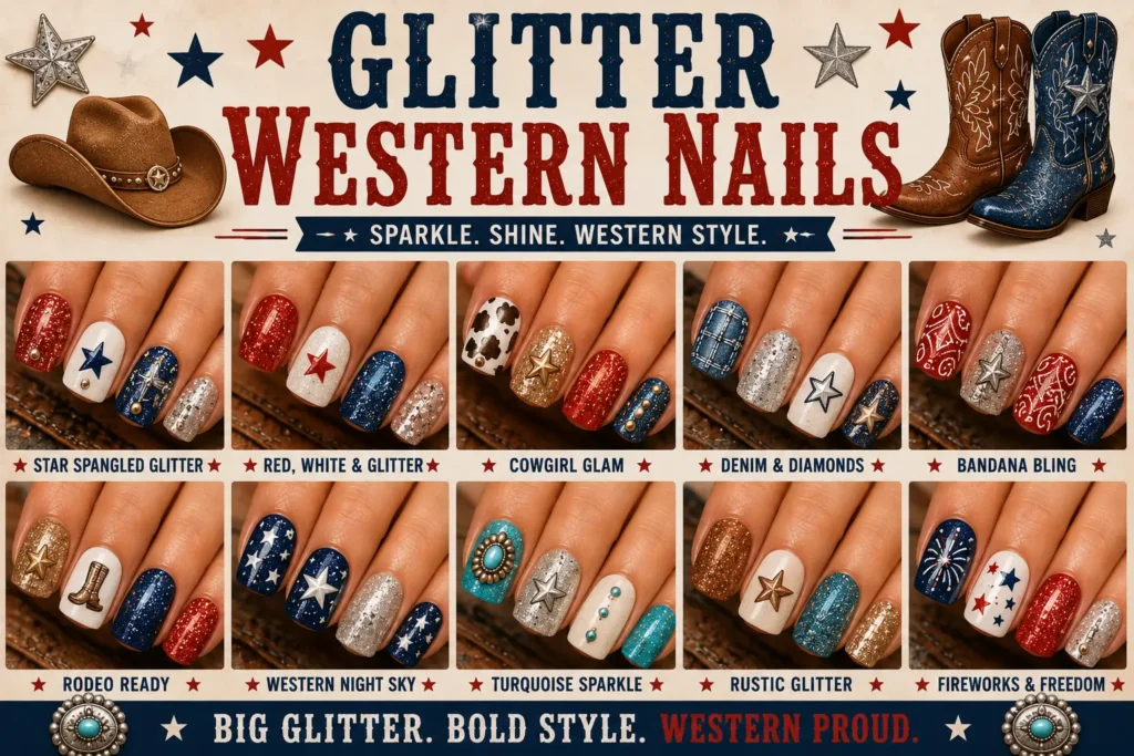 ⭐ Glitter Western Nails
