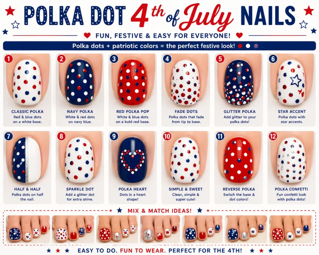 ⭐ Polka Dot 4th of July Nails
