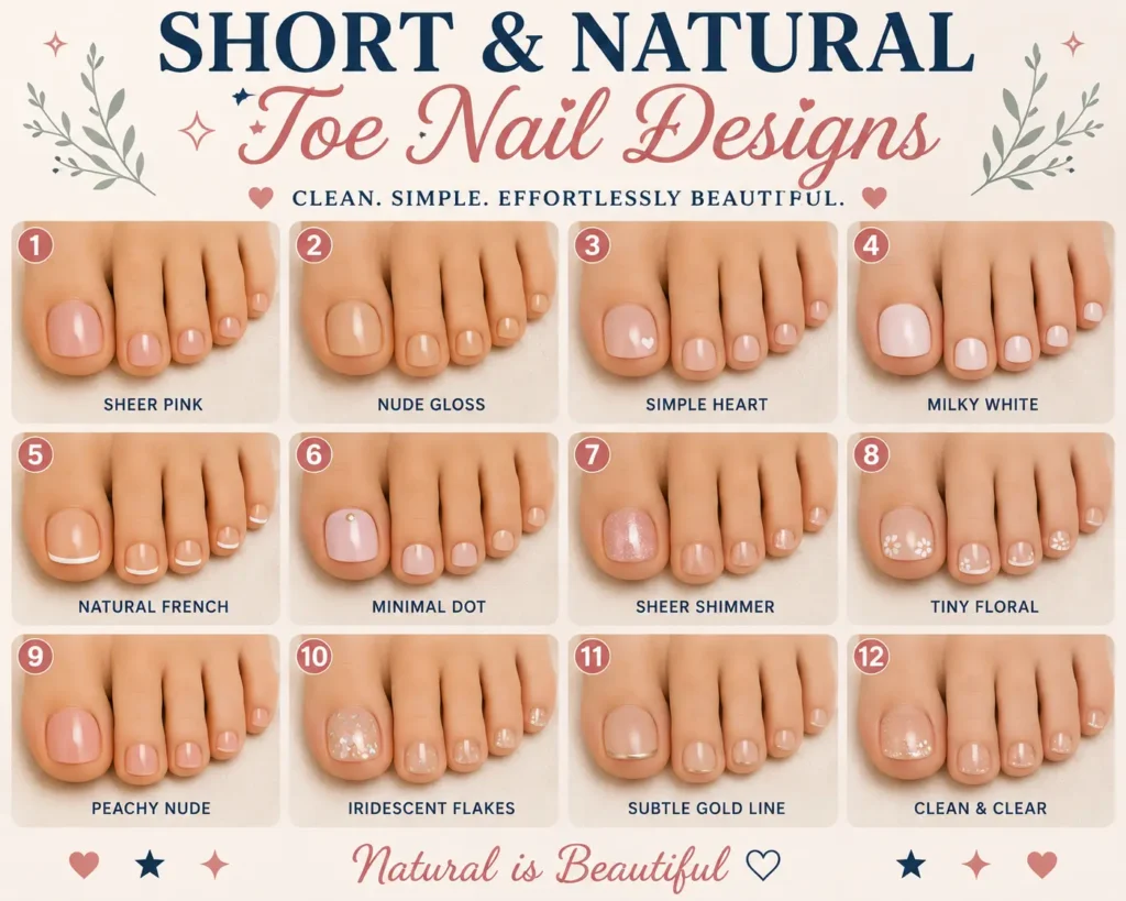 ⭐ Short & Natural Toe Nail Designs