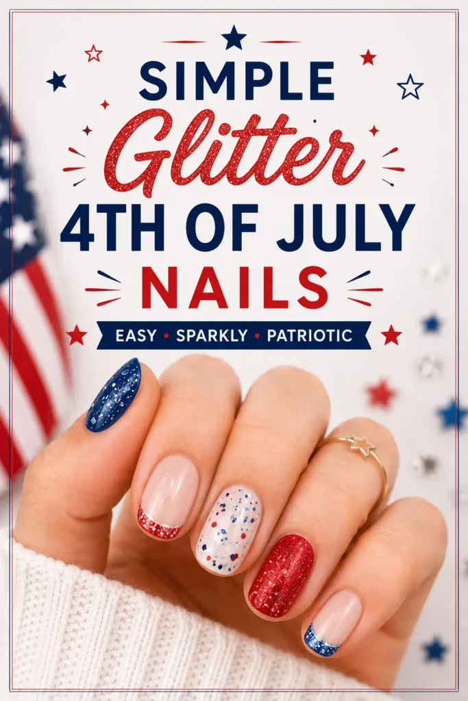 ⭐ Simple Glitter 4th of July Nails