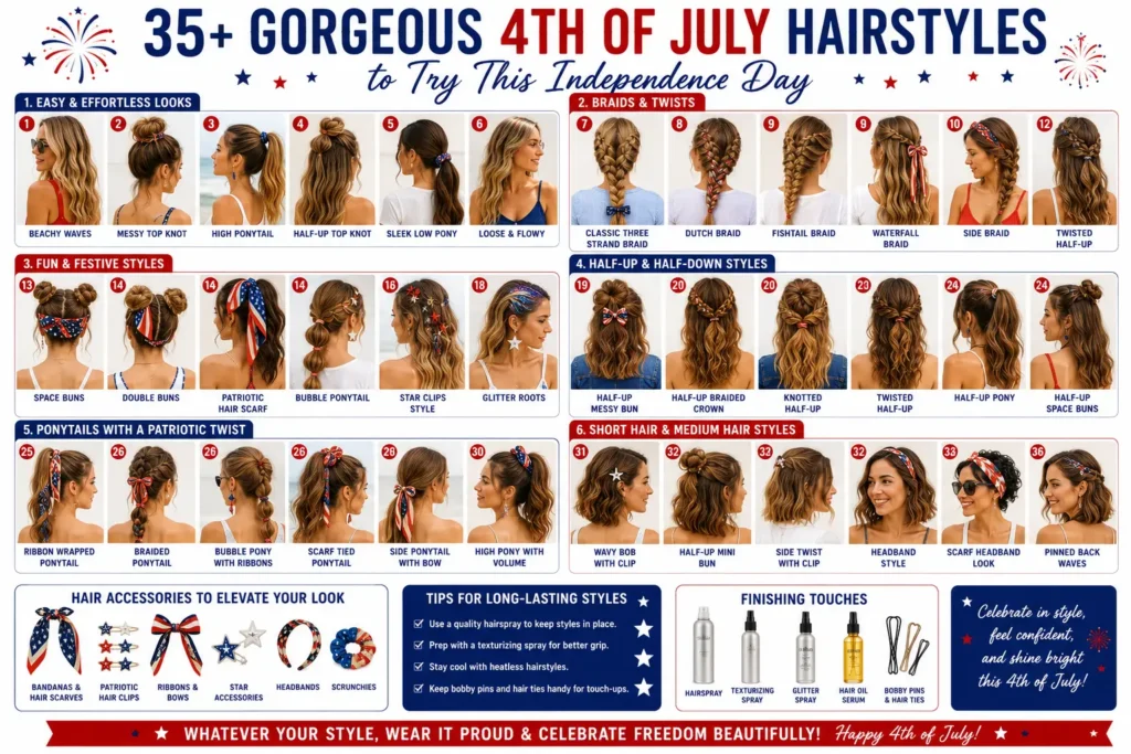 35+ Gorgeous 4th of July Hairstyles to Try This Independence Day