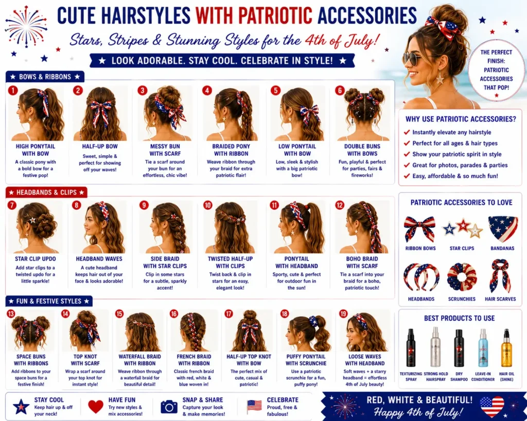 ⭐ Cute Hairstyles with Patriotic Accessories