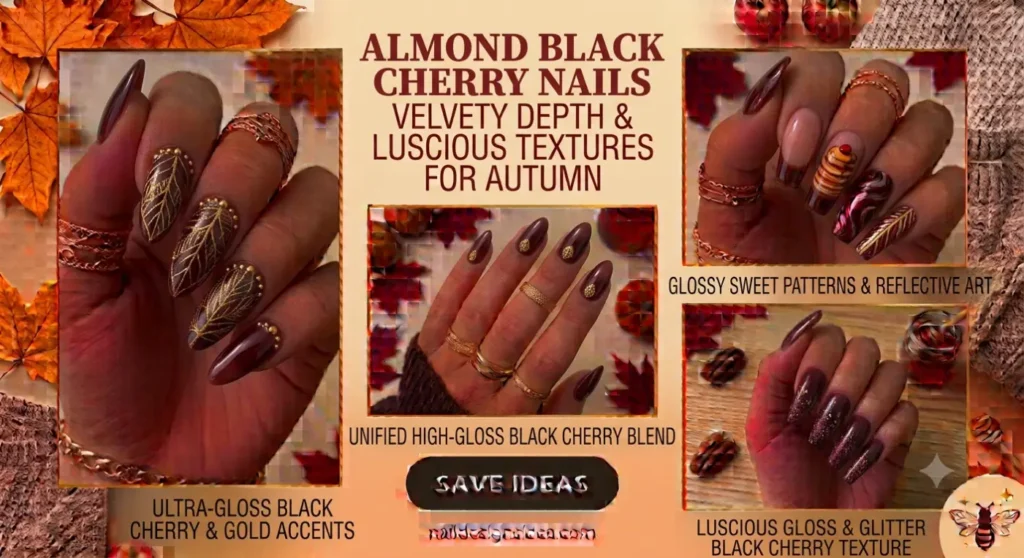 Almond Black Cherry Nails