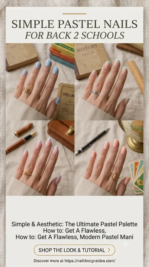 Back 2 Schools Simple Pastel Nails