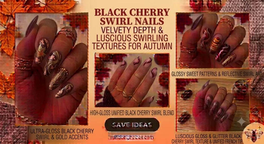 Black Cherry Swirl Nails