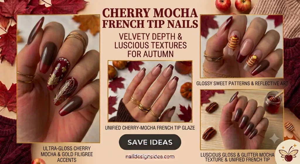 Cherry Mocha French Tip Nails