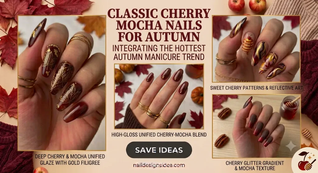 Classic Cherry Mocha Nails for Autumn