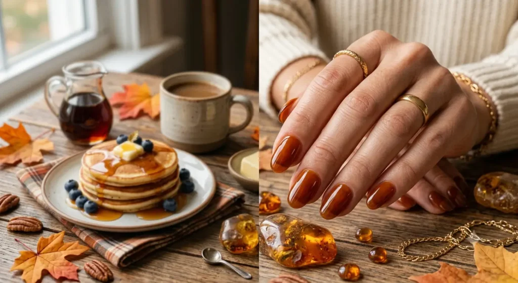 Glossy Amber Nails